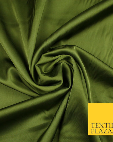 OLIVE GREEN  Fine Silky Smooth Liquid Sateen Satin Dress Fabric Drape Lining Material 7034