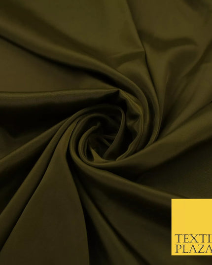 OLIVE GREEN  Plain Dyed Silky French Crepe de Chine Fabric Material Dress 44" 9051