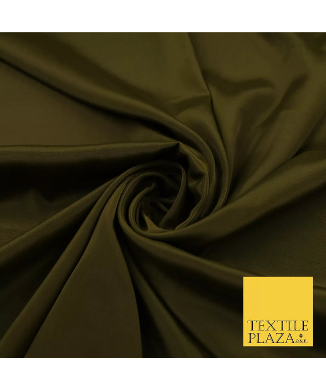 OLIVE GREEN  Plain Dyed Silky French Crepe de Chine Fabric Material Dress 44" 9051