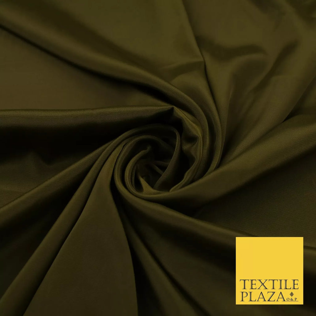 OLIVE GREEN  Plain Dyed Silky French Crepe de Chine Fabric Material Dress 44" 9051