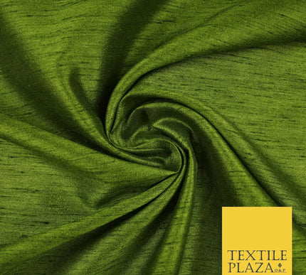 OLIVE GREEN Plain Dyed Faux Dupion Raw Silk 100% Polyester Dress Fabric 44" 6283