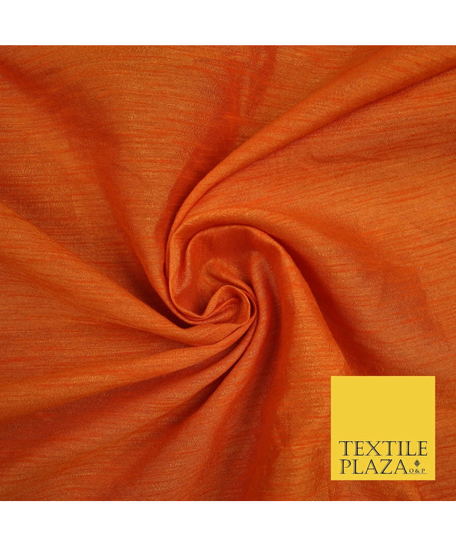 ORANGE Plain Dyed Faux Dupion Raw Silk 100% Polyester Dress Fabric 44" 6261