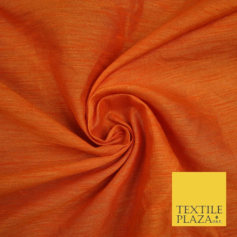 ORANGE Plain Dyed Faux Dupion Raw Silk 100% Polyester Dress Fabric 44" 6261