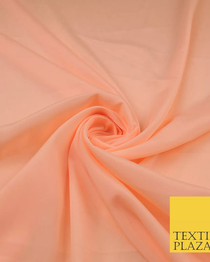 PEACH Plain Dyed Silky French Crepe de Chine Fabric Material Dress 44" 9018