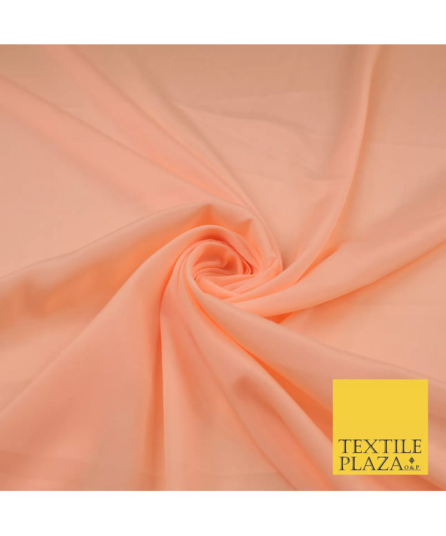 PEACH Plain Dyed Silky French Crepe de Chine Fabric Material Dress 44" 9018