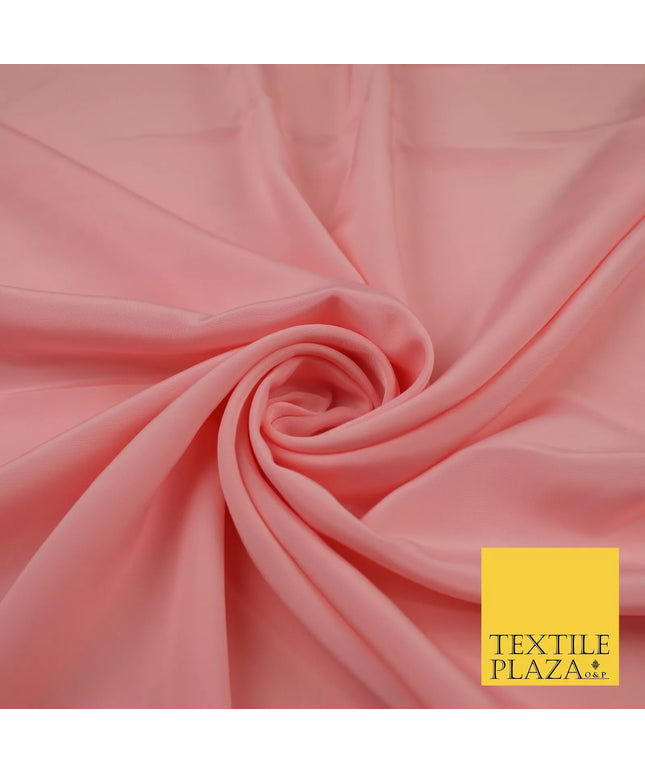 PEACH PINK  Plain Dyed Silky French Crepe de Chine Fabric Material Dress 44" 9020