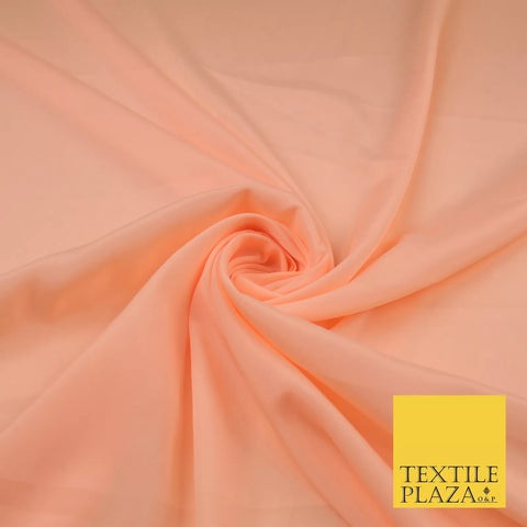 PEACH Plain Dyed Silky French Crepe de Chine Fabric Material Dress 44" 9018