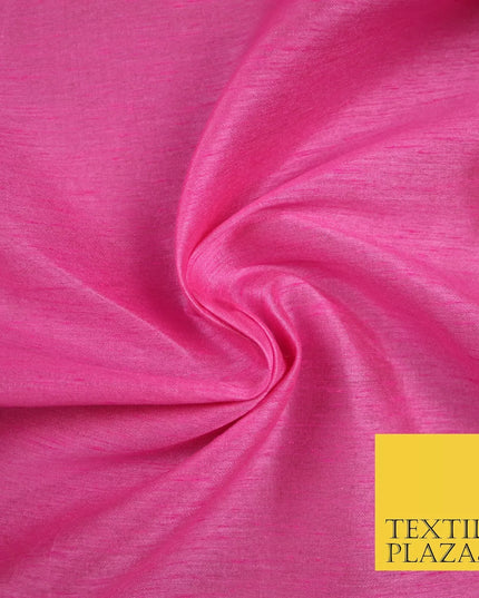 PINK Plain Dyed Faux Dupion Raw Silk 100% Polyester Dress Fabric 44" 6274