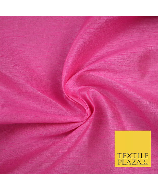 PINK Plain Dyed Faux Dupion Raw Silk 100% Polyester Dress Fabric 44" 6274