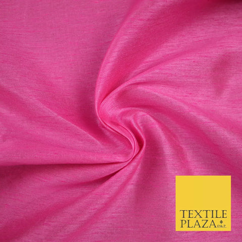 PINK Plain Dyed Faux Dupion Raw Silk 100% Polyester Dress Fabric 44" 6274