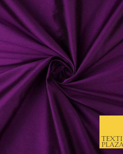 PLUM SHOT BLACK Premium Plain Dyed Faux Matte Silk TAFFETA Dress Fabric Material 8744