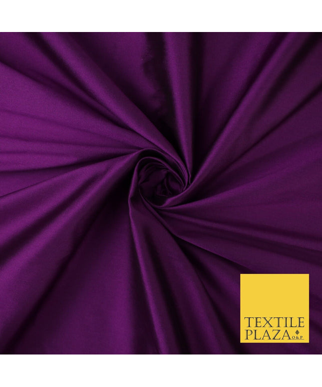 PLUM SHOT BLACK Premium Plain Dyed Faux Matte Silk TAFFETA Dress Fabric Material 8744