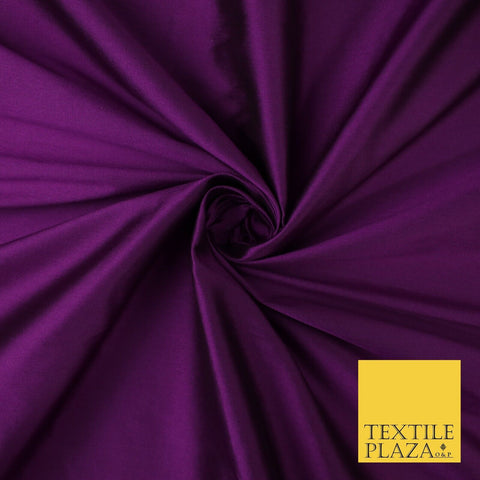 PLUM SHOT BLACK Premium Plain Dyed Faux Matte Silk TAFFETA Dress Fabric Material 8744