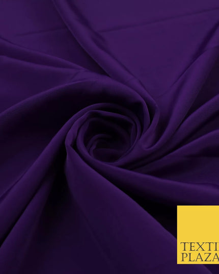 PURPLE Plain Dyed Silky French Crepe de Chine Fabric Material Dress 44" 9039
