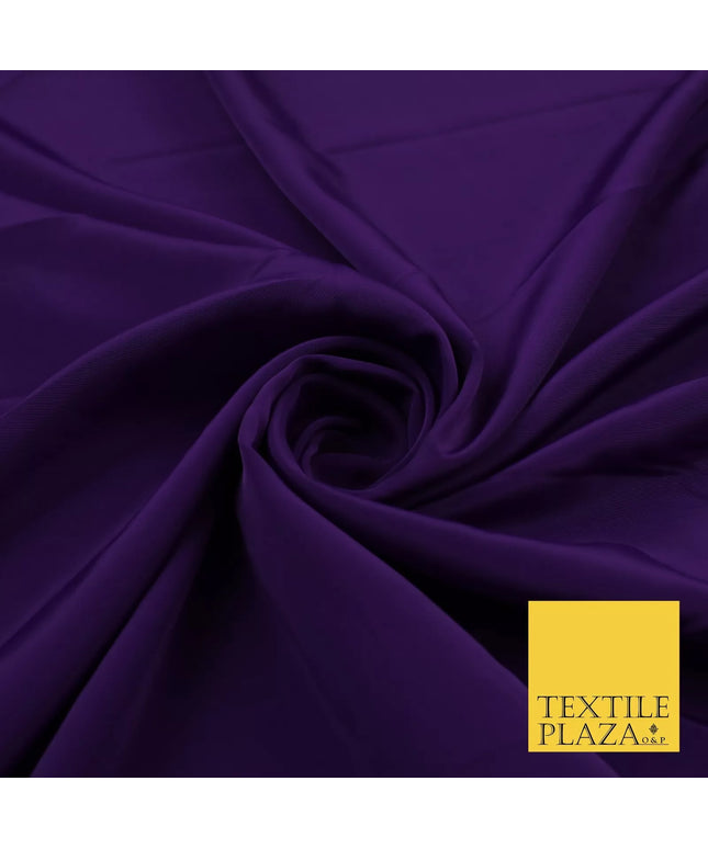 PURPLE Plain Dyed Silky French Crepe de Chine Fabric Material Dress 44" 9039
