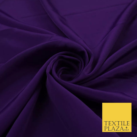 PURPLE Plain Dyed Silky French Crepe de Chine Fabric Material Dress 44" 9039