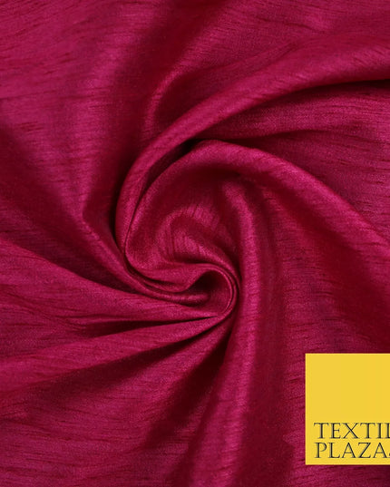 RASPBERRY PINK Plain Dyed Faux Dupion Raw Silk 100% Polyester Dress Fabric 44" 6269