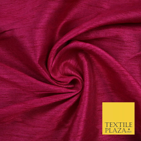RASPBERRY PINK Plain Dyed Faux Dupion Raw Silk 100% Polyester Dress Fabric 44" 6269