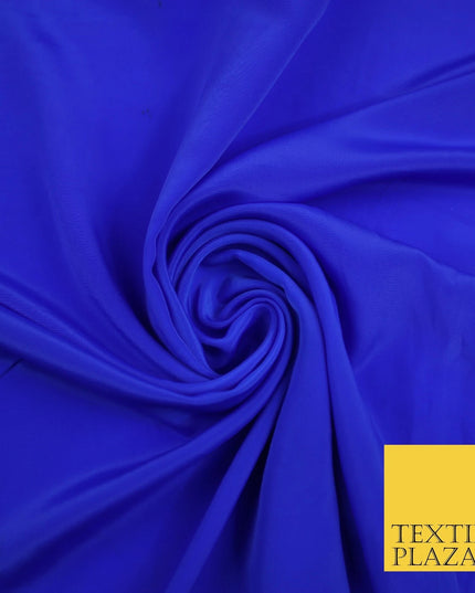 ROYAL BLUE Plain Dyed Silky French Crepe de Chine Fabric Material Dress 44" 9066