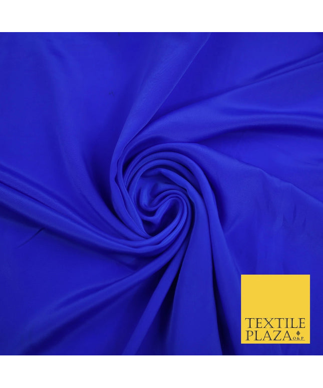 ROYAL BLUE Plain Dyed Silky French Crepe de Chine Fabric Material Dress 44" 9066