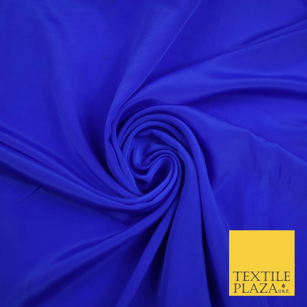 ROYAL BLUE Plain Dyed Silky French Crepe de Chine Fabric Material Dress 44" 9066