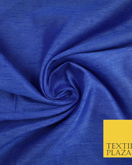 ROYAL BLUE Plain Dyed Faux Dupion Raw Silk 100% Polyester Dress Fabric 44" 6287