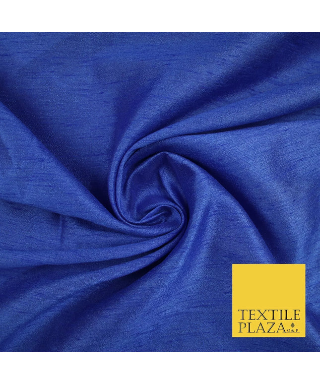 ROYAL BLUE Plain Dyed Faux Dupion Raw Silk 100% Polyester Dress Fabric 44" 6287