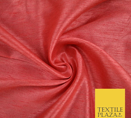 SALMON Plain Dyed Faux Dupion Raw Silk 100% Polyester Dress Fabric 44" 6271