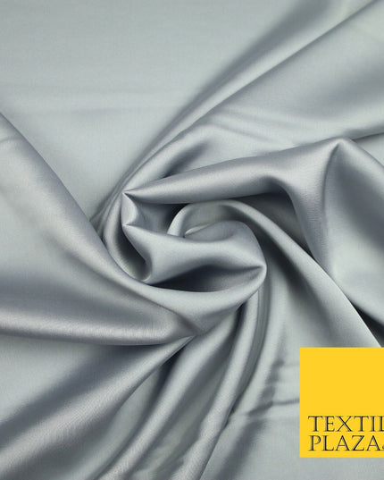 SILVER GREY Fine Silky Smooth Liquid Sateen Satin Dress Fabric Drape Lining Material 6991