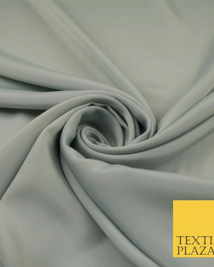 SILVER GREY  Plain Dyed Silky French Crepe de Chine Fabric Material Dress 44" 8997
