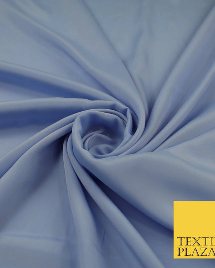 SKY BLUE  Plain Dyed Silky French Crepe de Chine Fabric Material Dress 44" 9013