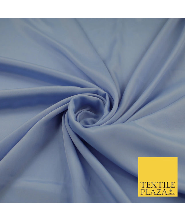 SKY BLUE  Plain Dyed Silky French Crepe de Chine Fabric Material Dress 44" 9013