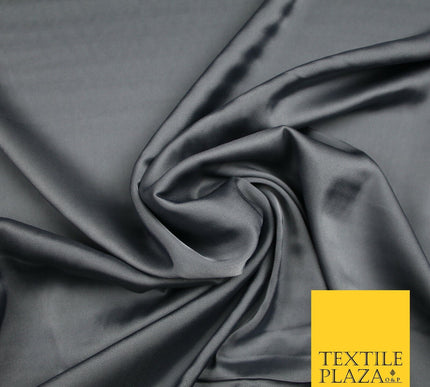 STEEL GREY  Fine Silky Smooth Liquid Sateen Satin Dress Fabric Drape Lining Material 6989