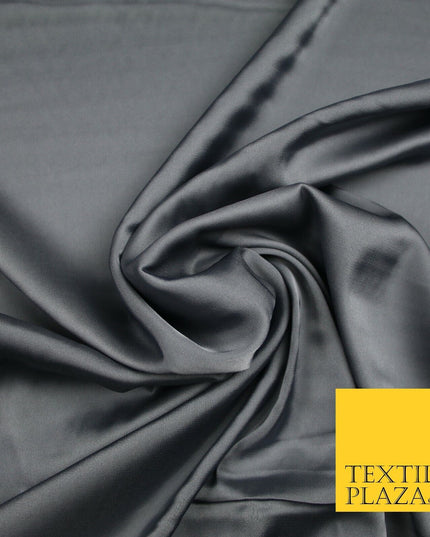 STEEL GREY  Fine Silky Smooth Liquid Sateen Satin Dress Fabric Drape Lining Material 6989
