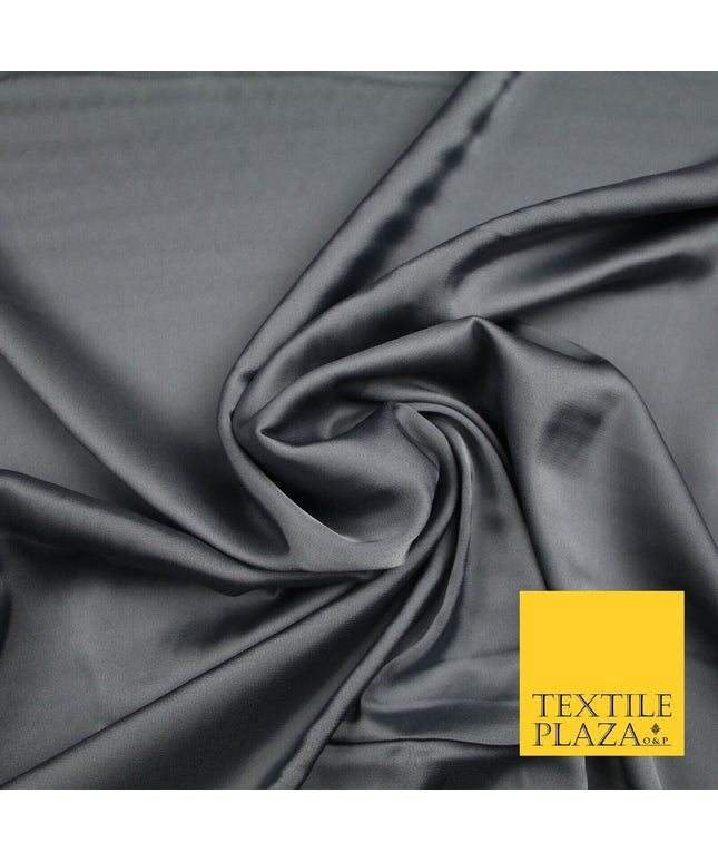 STEEL GREY  Fine Silky Smooth Liquid Sateen Satin Dress Fabric Drape Lining Material 6989