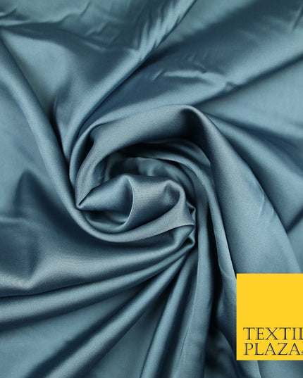 STORM DENIM GREY  Fine Silky Smooth Liquid Sateen Satin Dress Fabric Drape Lining Material 7025