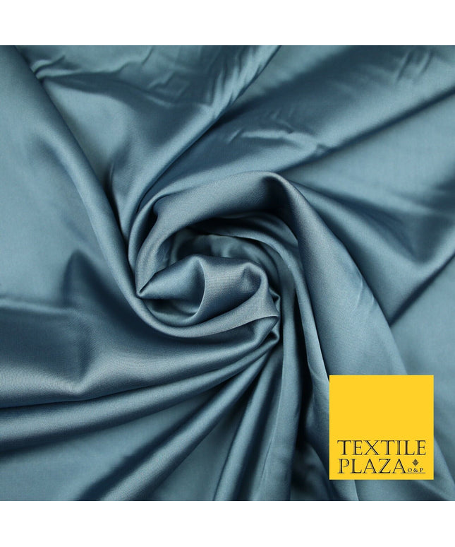 STORM DENIM GREY  Fine Silky Smooth Liquid Sateen Satin Dress Fabric Drape Lining Material 7025