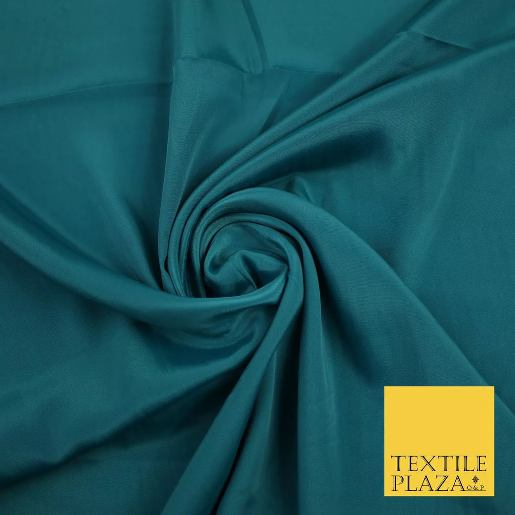 TEAL Plain Dyed Silky French Crepe de Chine Fabric Material Dress 44" 9063