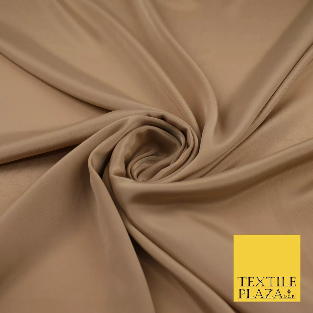 TOASTED BEIGE Plain Dyed Silky French Crepe de Chine Fabric Material Dress 44" 9007