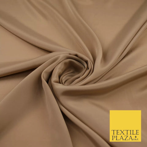 TOASTED BEIGE Plain Dyed Silky French Crepe de Chine Fabric Material Dress 44" 9007
