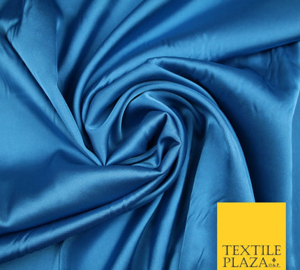 TURQUOISE BLUE Fine Silky Smooth Liquid Sateen Satin Dress Fabric Drape Lining Material 7024