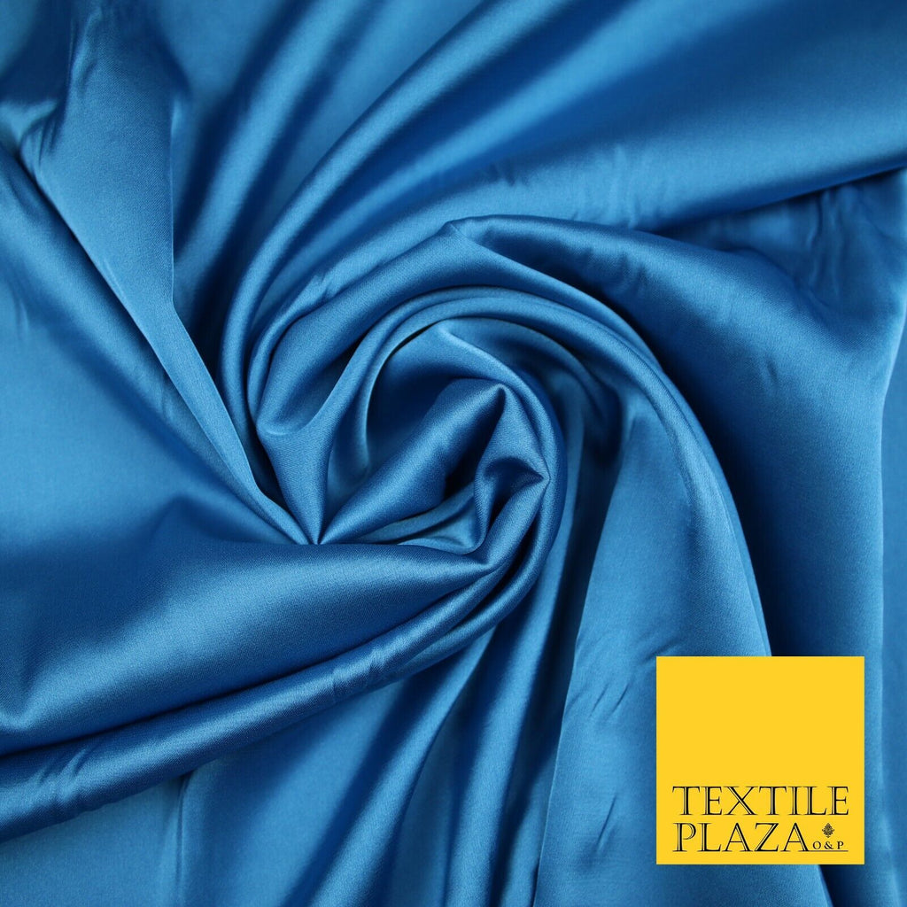 TURQUOISE BLUE Fine Silky Smooth Liquid Sateen Satin Dress Fabric Drape Lining Material 7024