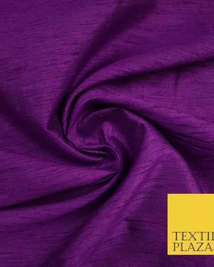 VIOLET PURPLE Plain Dyed Faux Dupion Raw Silk 100% Polyester Dress Fabric 44" 6291