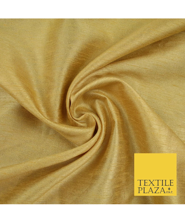 WARM GOLD Plain Dyed Faux Dupion Raw Silk 100% Polyester Dress Fabric 44" 6256