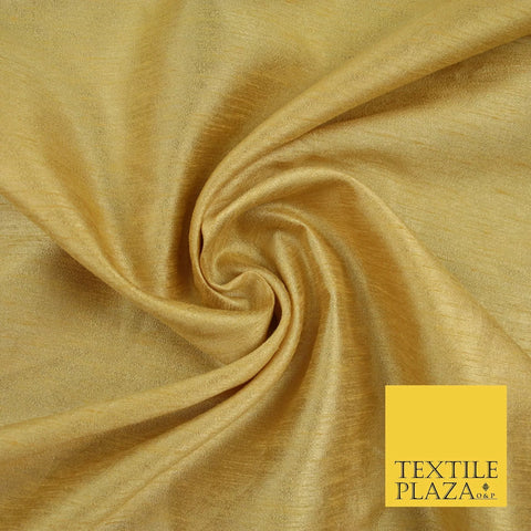 WARM GOLD Plain Dyed Faux Dupion Raw Silk 100% Polyester Dress Fabric 44" 6256