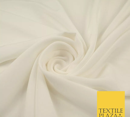 WHITE Plain Dyed Silky French Crepe de Chine Fabric Material Dress 44" 8998