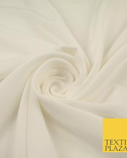 WHITE Plain Dyed Silky French Crepe de Chine Fabric Material Dress 44" 8998