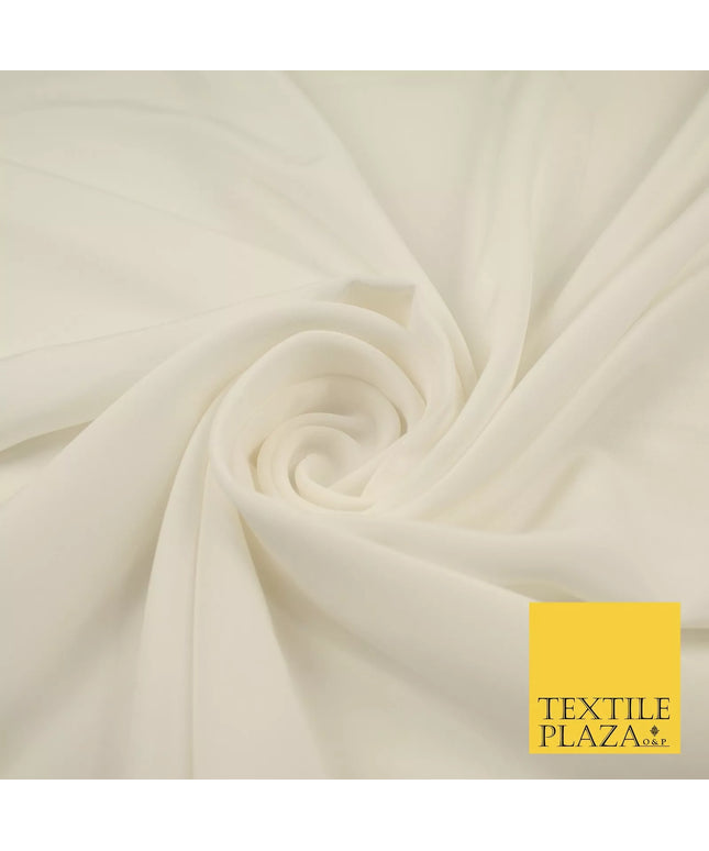 WHITE Plain Dyed Silky French Crepe de Chine Fabric Material Dress 44" 8998
