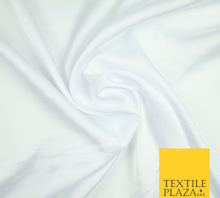 WHITE Fine Silky Smooth Liquid Sateen Satin Dress Fabric Drape Lining Material 6995