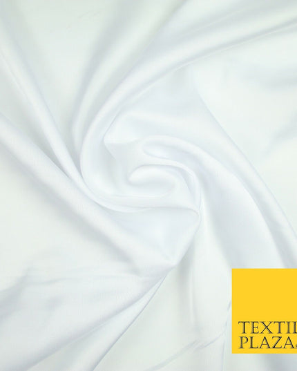 WHITE Fine Silky Smooth Liquid Sateen Satin Dress Fabric Drape Lining Material 6995